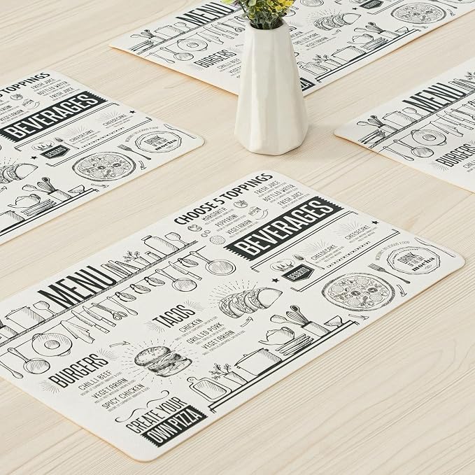 Placemats Set of 4-Waterproof Heat Resistant Non-Slip Washable Table Mats for Dining Table,12 x 18 inch Rustic