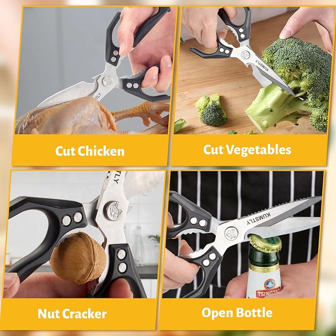 Kitchen Scissors All Purpose Kitchen Shears Heavy Duty for Cutting Chicken, Turkey, Meat, Bones, Vegetables Stainless Steel Spatchcock Shears Multipurpose Food Scissors