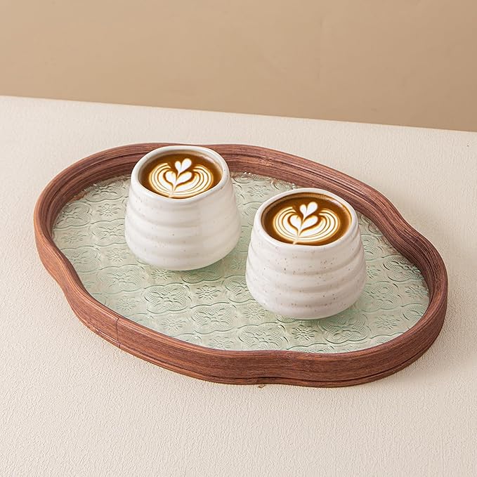 4pcs Japanese Tea Cup Set – Mini Size Cup 5OZ Ceramic Matcha Cup, Handless Espresso Cups, Cute Small Porcelain Coffee Mugs, for Coffee Tea Lovers, Dishwasher & Microwave Safe (Speckle)