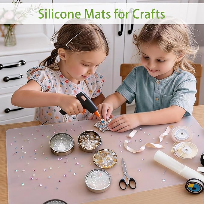 4 Pack Silicone Mats for Kitchen Counter: Translucent 10.24 x 14.2 inch (1 MM Thick) - Non-Slip Countertop Protector Liner - Heat Resistant Non-Stick Baking Mat for Pastry