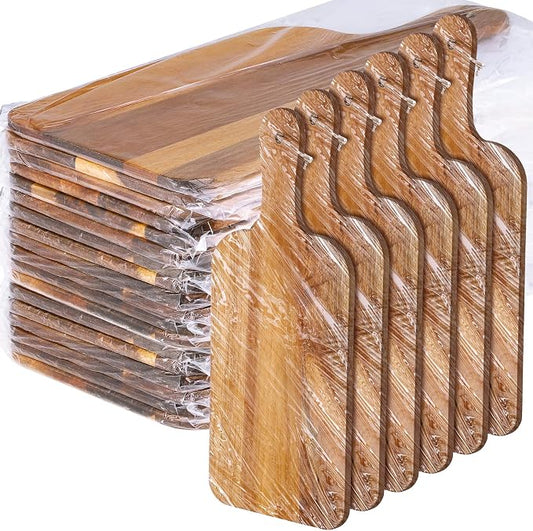Irenare 18 Pcs Plain Cutting Board Set with Handles 15 x 7 Inch Laser Engraving Wooden Charcuterie Kitchen Serving Chopping Board Bulk for DIY Housewarming Mother Day(Acacia)