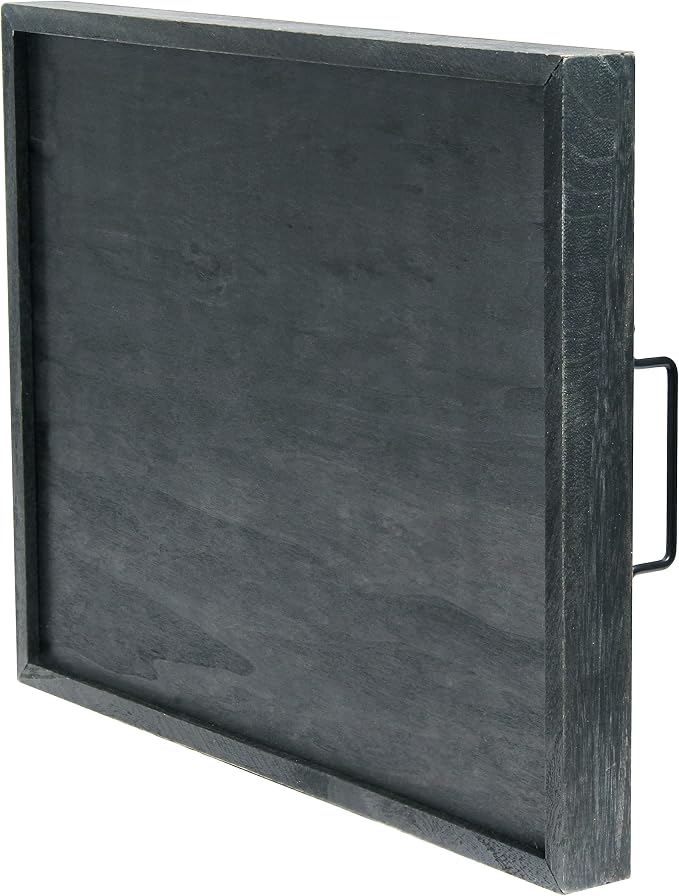 Elegant Designs HG2000-MBS Decorative Wood Serving Tray w/Handles, 15.50'' x 12'', Midnight Blue Wash ''Sweet Dreams''