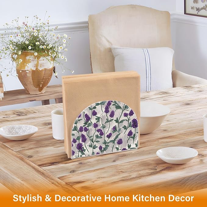 Napkin Holder Acrylic Napkin Holder for Table Kitchen Party Restaurant U Shaped Upright Napkin Dispenser Organizer Grey Lavender
