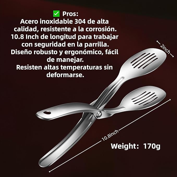 Kitchen Metal Tongs, 304 Stainless Steel Scissor Tongs | Heat-Resistant 600C, For Food, Steak, Bread, Pizza, Salads, BBQ, Stable Clamping and Flipping Performance, multi function
