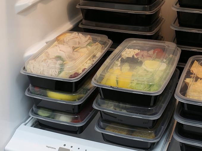 Simple Houseware 16 Pack 28 oz 1-Compartment Reusable Meal Prep Container, BPA-Free Stackable Bento Box - Microwave, Freezer & Dishwasher Safe