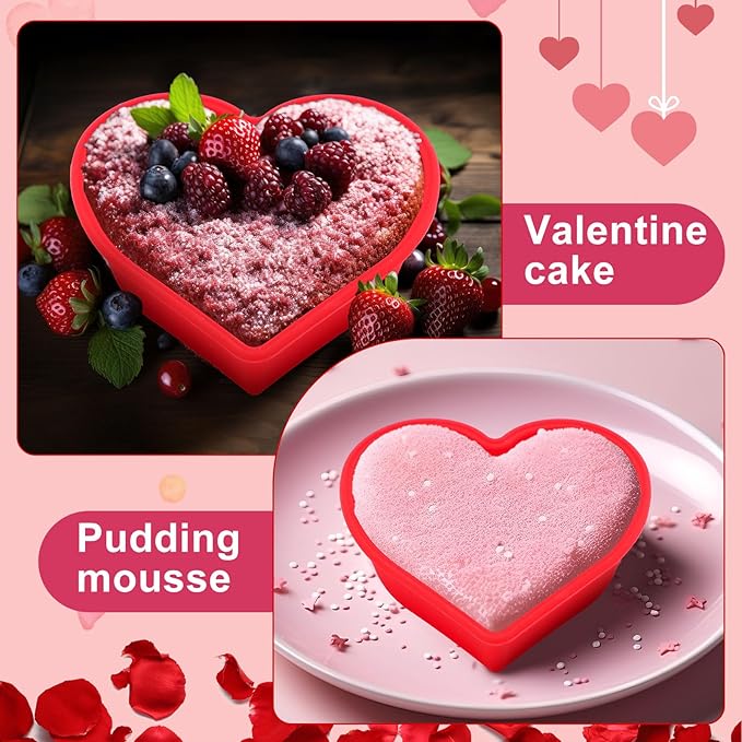 12 Pcs Heart Cake Pan Silicone Heart Cake Molds Baking Pan Nonstick Molds for Anniversary Birthday Snack Cupcake Baking (4 Inch)