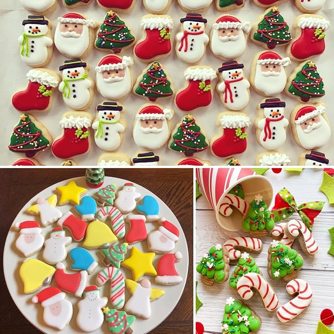 Mini Christmas Cookie Cutters Set 15 Pieces Stainless Steel Cookie Cutter Set for Baking -Christmas Tree,Snowman,Reindeer,Santa Face, Star,Stocking,Candy Cane ,Gingerbread Man and More
