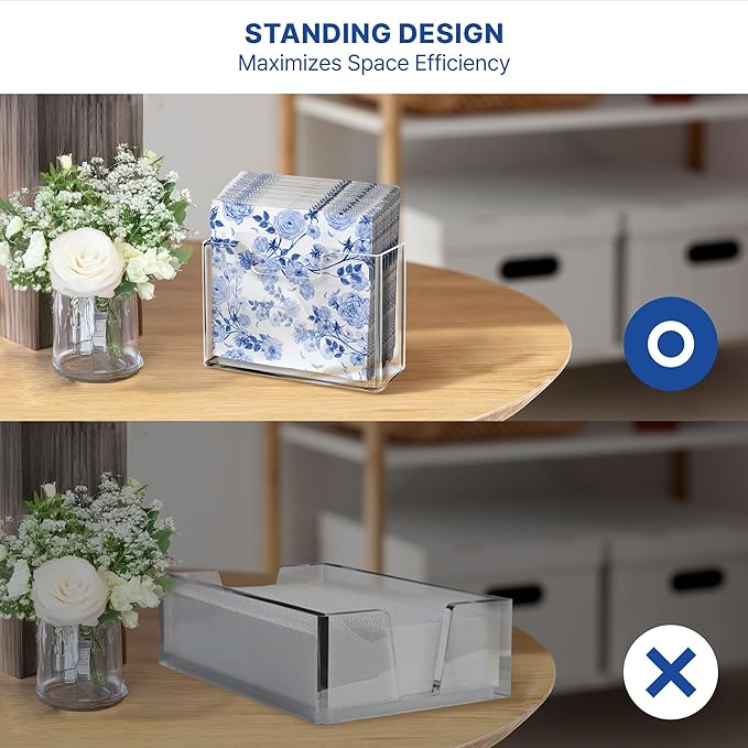 Acrylic Napkin Holder for Table – Clear Square Dispenser for Paper Napkins, Modern Square Paper Napkin Holders for Kitchen, Table Napkin Holder for Home, Hotel, Restaurant