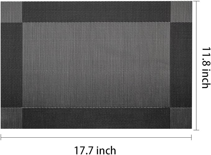 AHHFSMEI Placemats Set of 8 Washable Woven Vinyl Placemats for Dining Table Heat Resistant Non-Slip Stain Resistant Table Mats for Kitchen & Home Decor(Black Corner,8)
