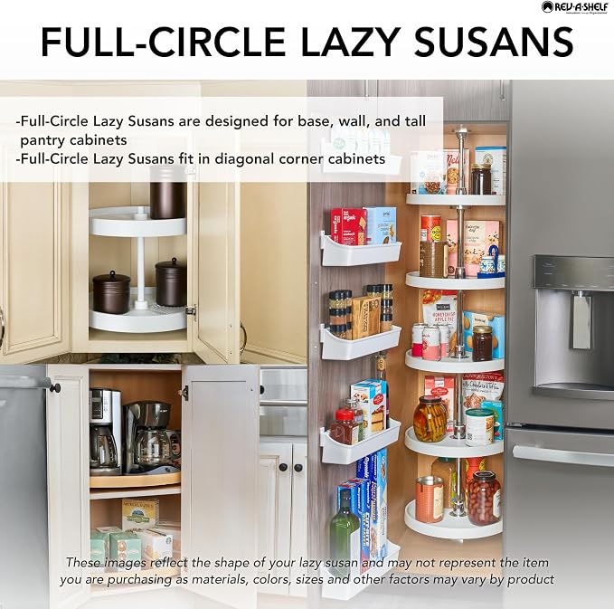 Rev-A-Shelf - 4WLS001-32-B52 - 32 in. Wood Full Circle Lazy Susan Single Shelf with Swivel Bearing