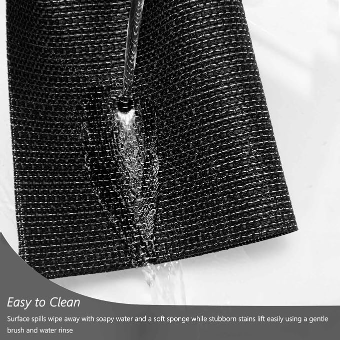 AHHFSMEI Placemats Set of 6 Washable Woven Vinyl Placemats for Dining Table Heat Resistant Non-Slip Stain Resistant Table Mats for Kitchen & Home Decor(Black Silver,6)