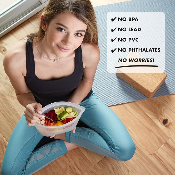 Zip Top Reusable Food Storage Bags | Small Dish [Gray] | Silicone Meal Prep Container | Microwave, Dishwasher and Freezer Safe | Made in the USA