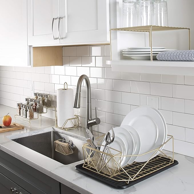 Kitchen Details Geode 3 Tier Spice Rack | Countertop & Cabinet Organizer | Free Standing | Rust Resistant | Satin Gold
