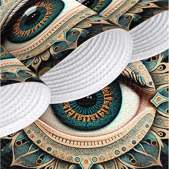 Round Placemats Set of 6, Ethnic Flowers Eye of Evil Woven Placemats Mats Non-Slip Heat Resistant Washable Table Mats Round Braided Place for Farmhouse Kitchen Dining Party Decor 15in
