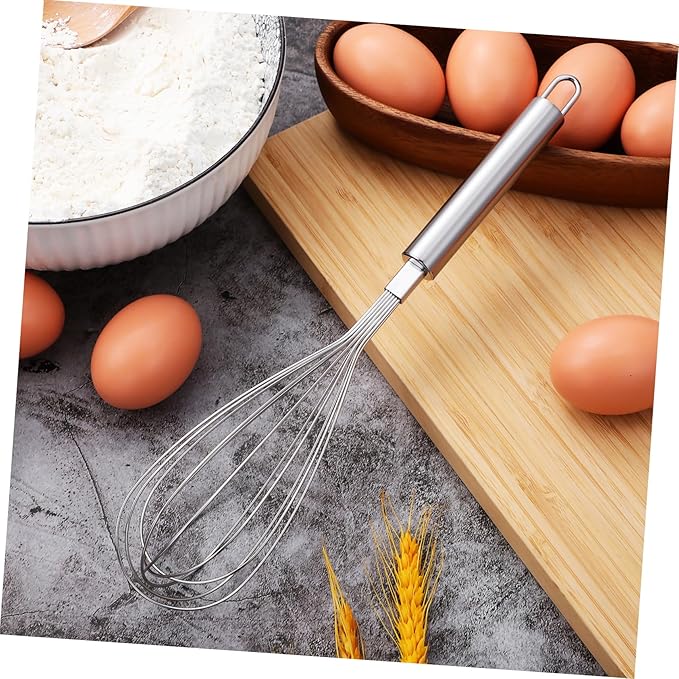 Stainless Steel Balloon Whisk Hand Whisking Tool for Cooking Mixing and Beating Eggs Comfortable Grip Multi Functional Kitchen Utensil for Baking and Food Preparation