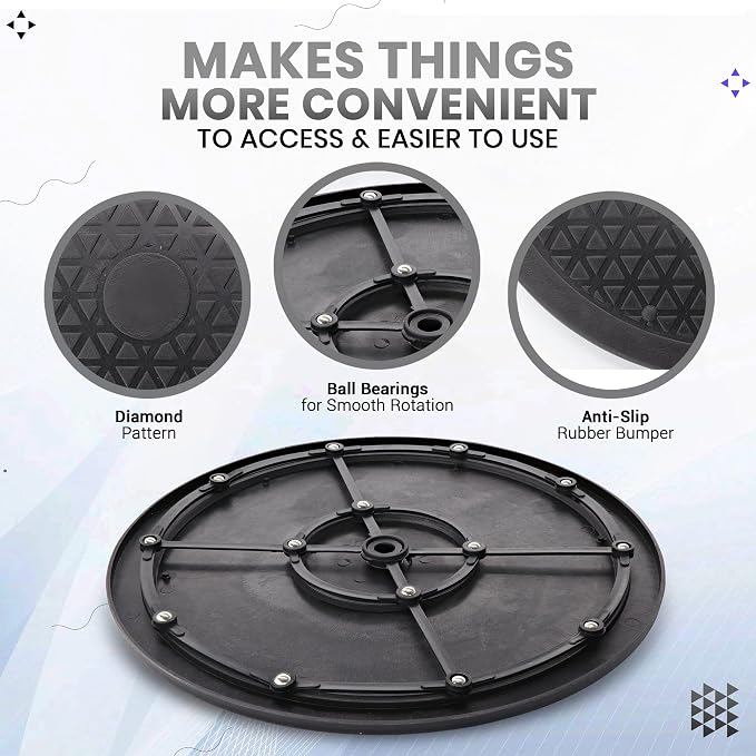 5 Pack 10 Inch Lazy Susan Turntable Organizer, Non Skid Large Lazy Susan Turntable for Cabinet, Computer or Laptop, Plastic Turn Table, Black - by RamPro