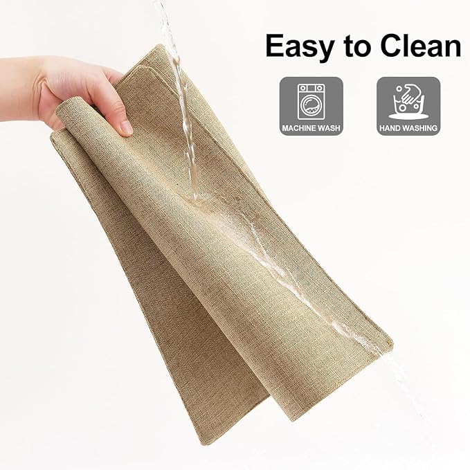 Homaxy Cloths Placemats for Dining Table Set of 12, Heat Resistant Washable Cotton Linen Blend Table Mats, Easy to Clean Place Mats for Indoor Outdoor Party Kitchen Decoration, 13" x 19", Flaxen