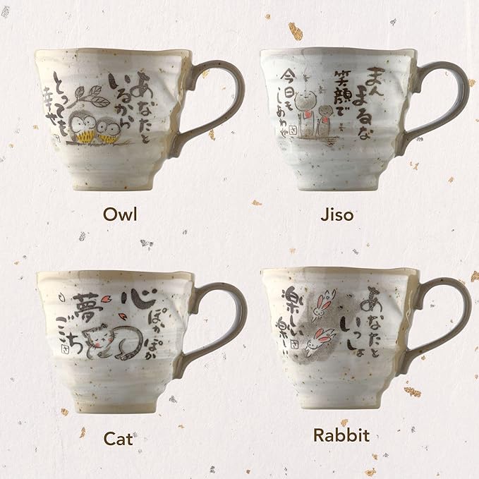 Cat Mug Set of 2, Japanese Handmade Ceramic Coffee Mug, Japanese Tea Cups, 8.8 oz