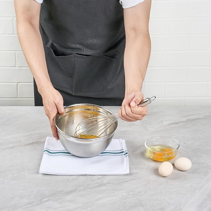 Restaurantware 12 in Stainless Steel Wire Whisk - German Standard Kitchen Balloon Whisk with Ergonomic Handle, Dishwasher Safe - Durable French Whisk for Cooking, Mixing Thick Batter and Sauce