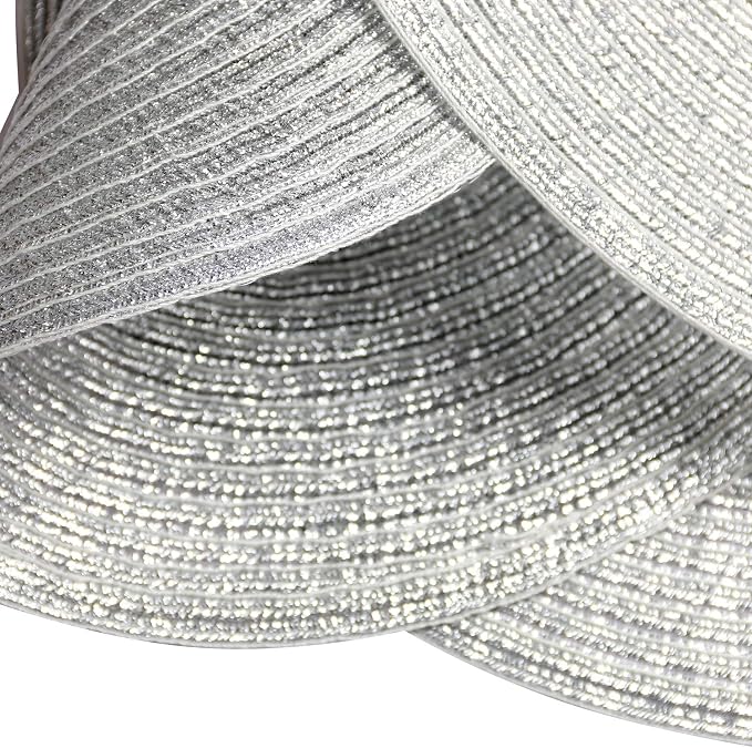 SHACOS Silver Glitter Round Placemats Set of 6 Sparkle Bling Place Mats Glitz Table Mats for Holiday Home Party Wedding Festive Table Decoration (6, Silver)