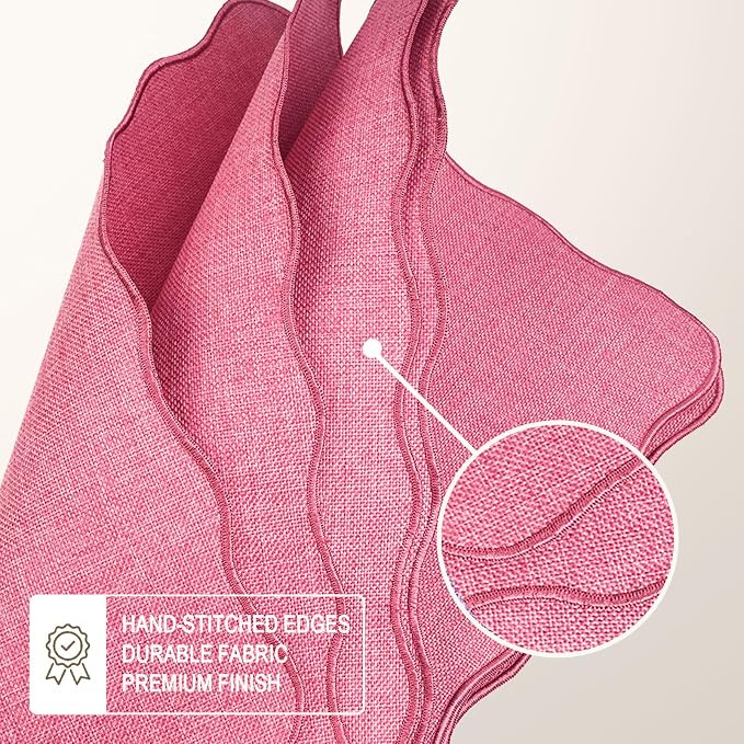 AHHFSMEI Linen Placemats Set of 8 Heat Resistant Non-Slip Stain Proof Table Mats for Kitchen Dining Elegant Decor Place Mats (Pink 8)