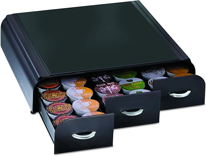 Mind Reader Coffee Pod Organizer with Drawers (36 Pod Capacity) + 11-Compartment Coffee Cup and Condiment Organizer with 2 Drawers