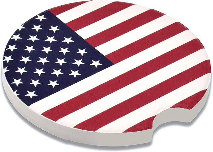Elektroplate Officially Licensed United States Air Force & USA Flag Automotive Ceramic Coasters (2.6") | Universal Fit for All Cars, Trucks, SUVs & More | Absorbent Non-Slip Durable | Set of 2