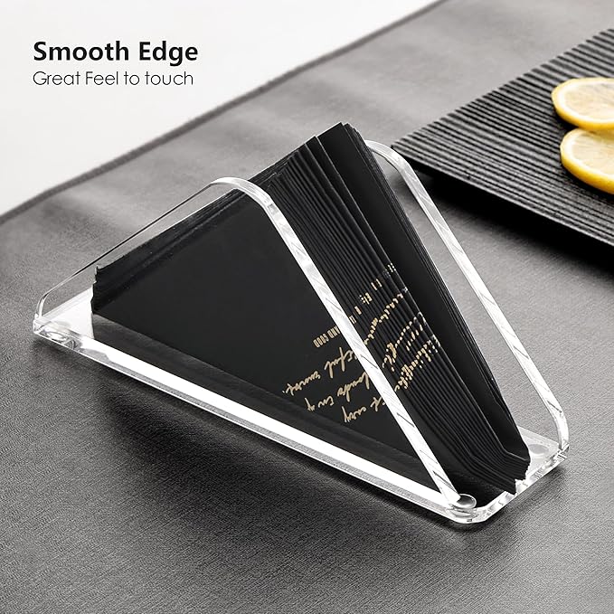 Acrylic Standing Triangle Paper Napkin Holder for table, Napkin Dispenser for Dinner, Cocktail, Luncheon Napkins, Indoor Outdoor Home Dining Restaurant Kitchen Decor