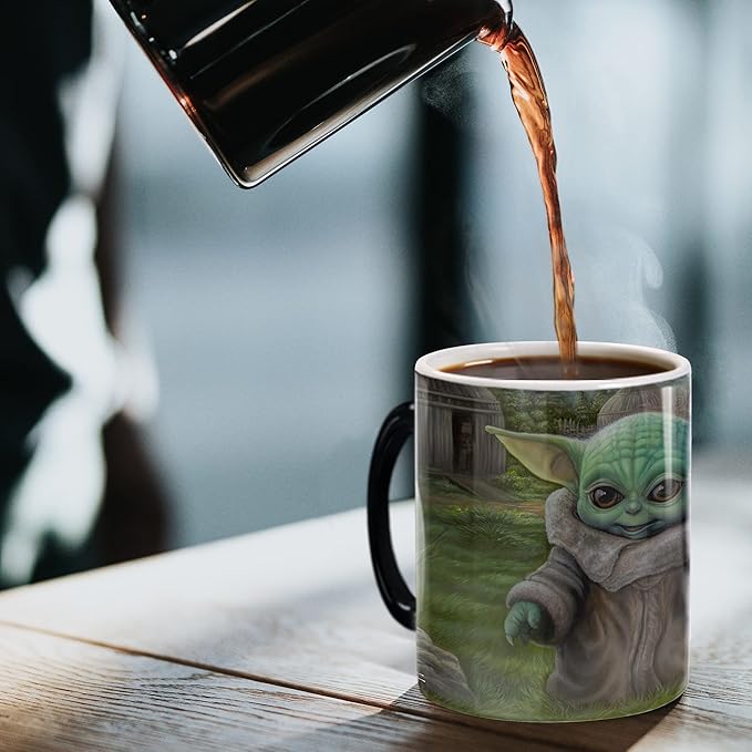 Morphing Mugs Star Wars – The Mandalorian – Child’s Play - Thomas Kinkade – One 11 oz Color Changing Ceramic Mug – Image Revealed When HOT Liquid Is Added! MMUG1224