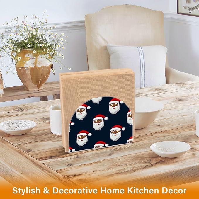 Black Santa Claus Napkin Holder for Tables –Napkin Holders for Kitchen, Table Napkin Holders, Cocktail Napkin Holder,Paper Napkins Holder