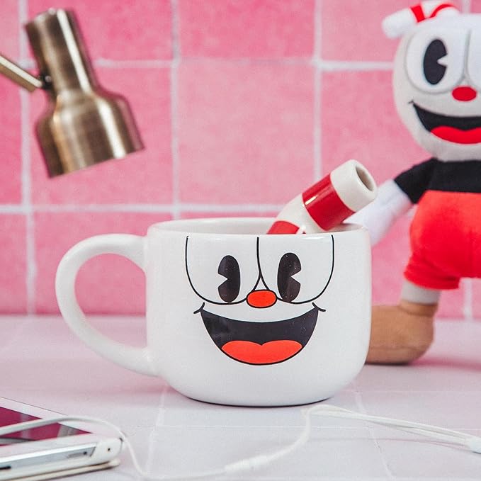 Toynk Cuphead & Mugman 24oz Ceramic Mug and Straw | Set of 2