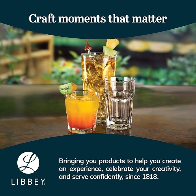 Libbey Gibraltar DuraTuff Rocks Glasses Set of 12, 10 Oz Durable, Restaurant Style Whiskey Glasses Set, Cocktail Drinking Cups for Hosting, Bar Service