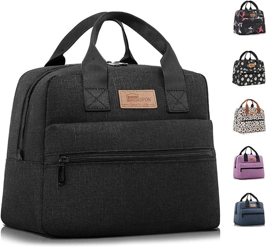 HOMESPON Insulated Lunch Bag for Women Men Lunch Box Cooler Lunch Tote for Work Picnic (Black)