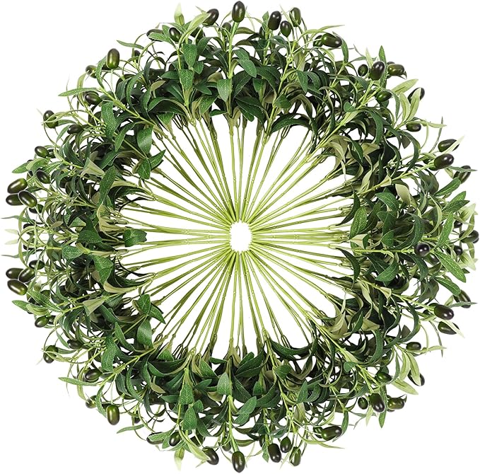 50pcs Faux Olive Leaves Stems 10” Tall Artificial Plants Olive Tree Branches for Small Vase Tabletop Greenery Decor for Home Office Wedding Party (Vase Not Included)