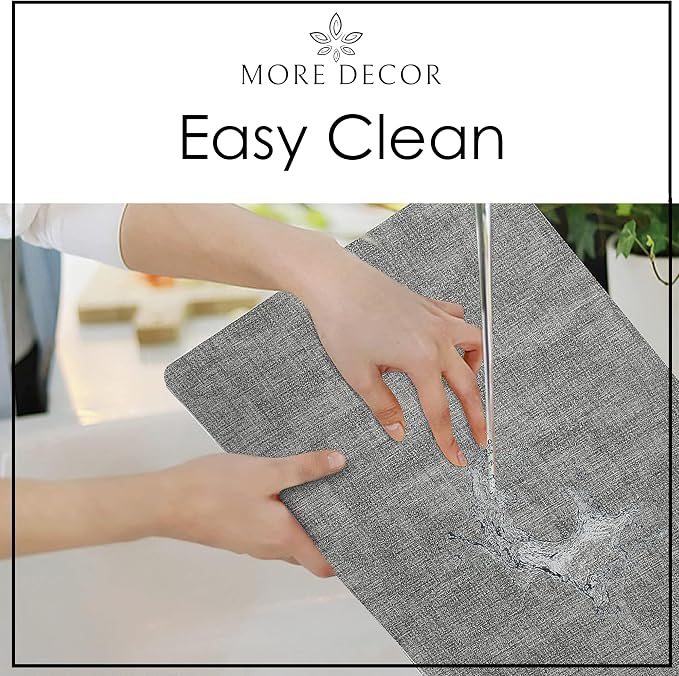 More Décor Faux Leather Placemats Set of 4 for Dining Table – Waterproof, Wipeable, Washable, Stain & Heat Resistant, Non-Slip Table Mats – 12 X 17 Inch, Light Grey