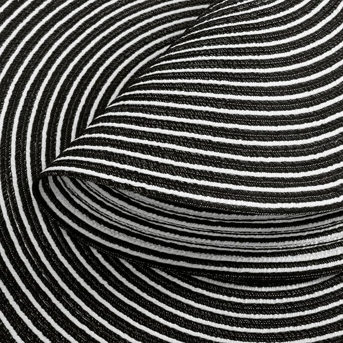 SHACOS 15 inch Round Braided Placemats Set of 6 Non Slip Washable Fabric Kitchen Table Place Mats Heat Resistant Table Mats for Home Wedding Party, Black White