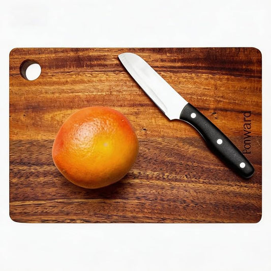Small Acacia Wood Cutting Board for Kitchen with Hanging Hole | Mini Wooden Cutting Board for Vegetables, Fruit, Bread, Meat, 10" x 7"