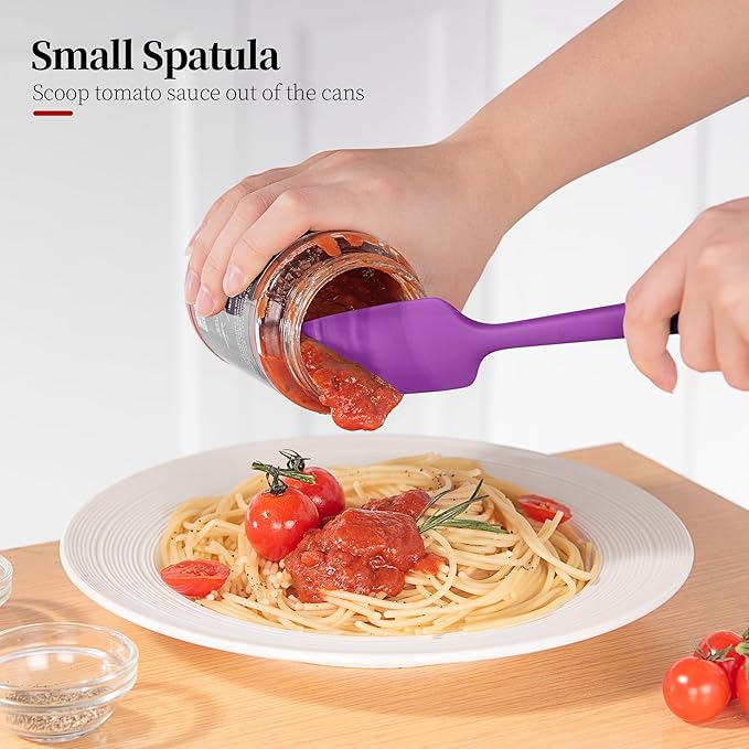 Heat Resistant Silicone Spatula Set of 4, Luxiwise 600ºF High Temp Baking Scraper Cooking Utensils Non-Stick BPA-Free for Seamless Mixing, Folding, Scraping with Rubber Kitchen Essentials (Multi-4)