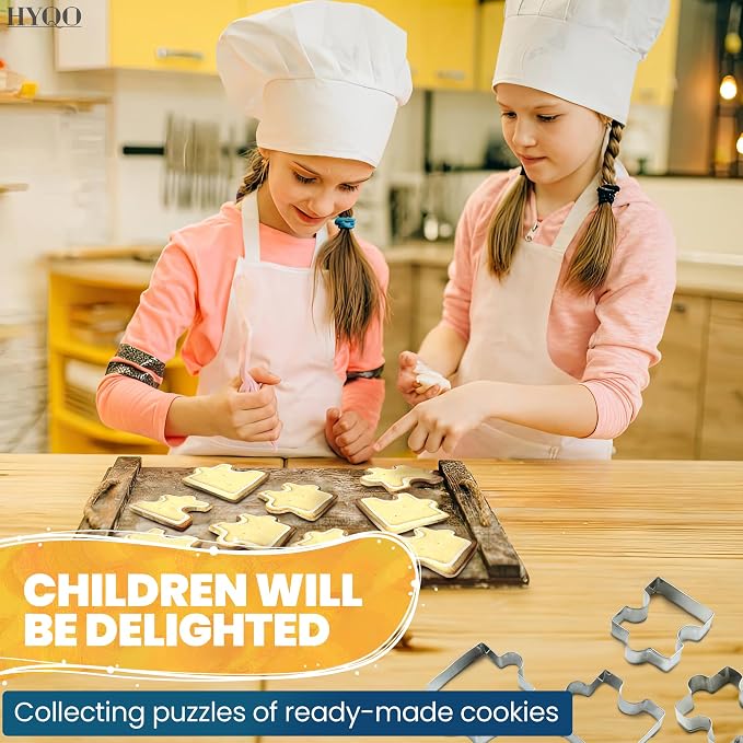 4 Pcs Puzzle Piece Cookie Cutter - 2.2 x 1.5" Stainless Steel Connecting Mini Puzzle Cookie Cutters for Edible Interactive Puzzles - for Birthday Cookies, Themed Parties, Fondant Toppers & Clay Crafts