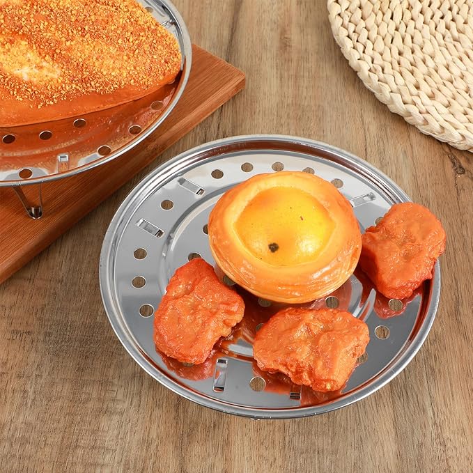 2PCS Round Stainless Steel Steamer Rack, Steaming Rack Stand, Canner Canning Racks Steamer Insert Stock Pot Steaming Tray Pressure Cooker Cooking Toast Bread Salad Baking