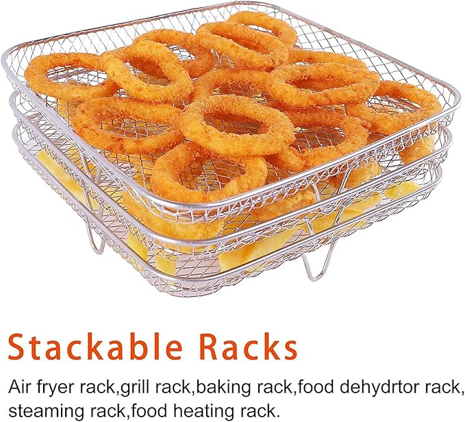 3 Layer Fryer Grilling Rack, Stainless Steel Stackable Cooling Rack for Baking Cooking Grilling