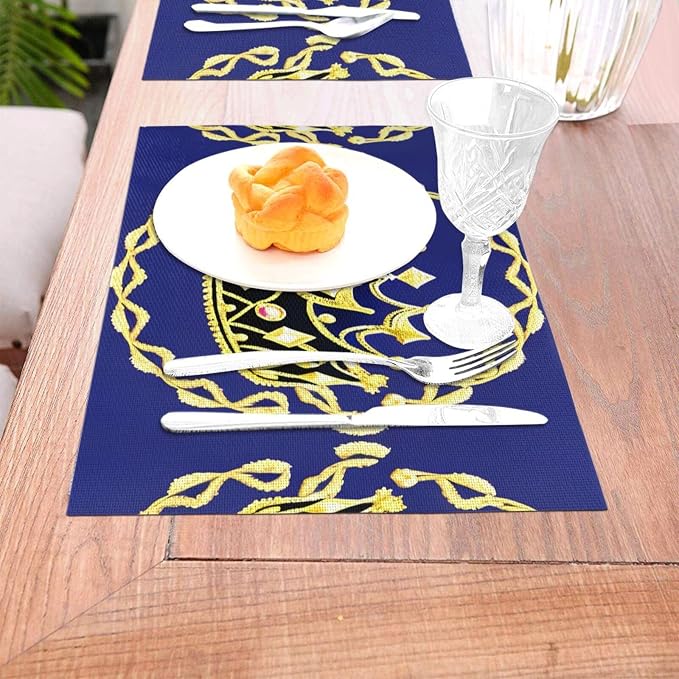 Phayah Fantasy Tiara Placemats, Heat-Resistant Placemats Anti-Skid Washable PVC Table Mats Woven Vinyl Placemats, Set of 6