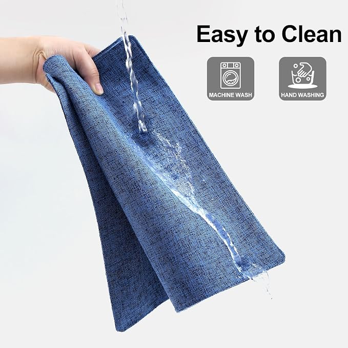 Homaxy Cloths Placemats for Dining Table Set of 12, Heat Resistant Washable Cotton Linen Blend Table Mats, Easy to Clean Place Mats for Indoor Outdoor Party Kitchen Decoration, 13" x 19", Blue