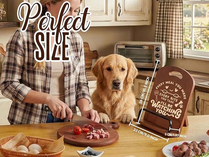 INNObeta Cookbook Stand for Kitchen Counter, Adjustable Tablet Recipe Book Holder, Perfect Gifts for Women, Mom, Grandma on Birthday, Unique Kitchen Decor, Dog