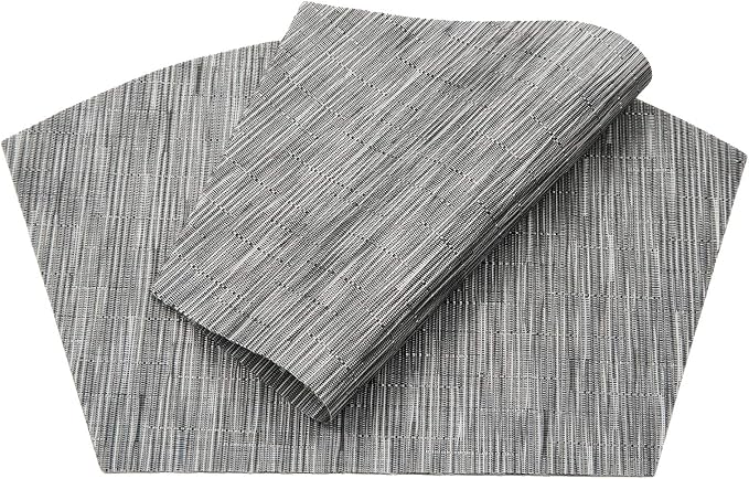 SHACOS Small Round Table Placemats Wedge Placemats with Centerpiece Round Placemat PVC Woven Table Mats Washable (7,Silver Grey)