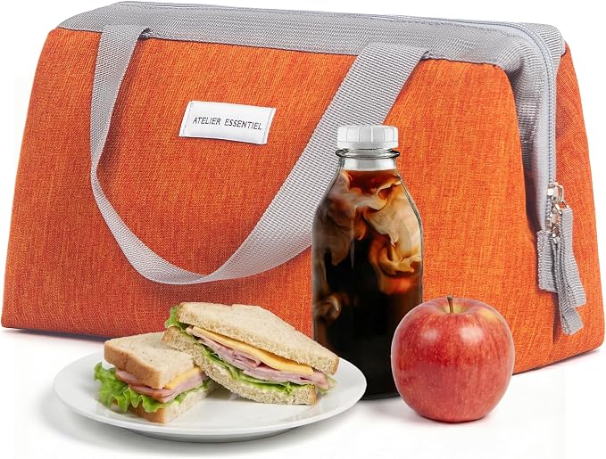 Insulated Lunch Bag Lunch Bag Women Lunch Bag for Women Lunch Box Cooler Bag Lunchbox for Work Lunch Box for Men Adult Lunch Box Womens Lunch Bags for Work (Orange)