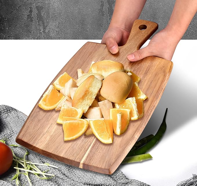 Acacia Wood Cutting Board with Handle Large Charcuterie Boards Wooden Chopping Board Decorative Big Cutting Boards for Kitchen Meat Teak Bread Cheese Board Platter Butcher Block Food Serving Tray