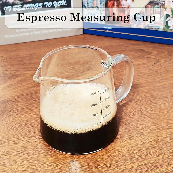 TIWPAJS Espresso Cups12OZ, Espresso Accessories, Expresso Shots Cup, Heat-resistant Glass Measuring Cup, Milk Frothing Pitcher, Frother Cup, Creamer Container, Dishwasher/Microwave/Stovetop Safe
