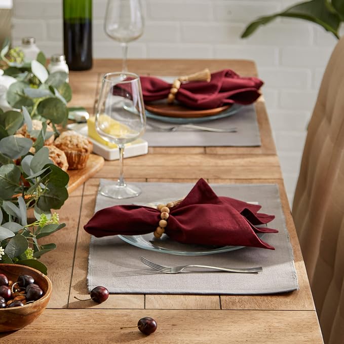 DII Basic Everyday Ribbed Tabletop 100% Cotton, Placemat Set, 13x19, Gray, 6 Piece