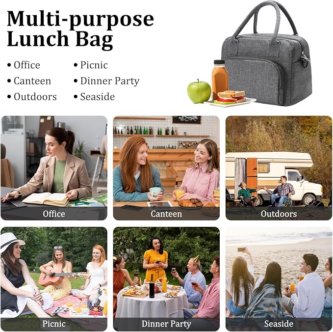 MEXS Insulated Lunch Bag for Women Men Large Reusable Lunch Box Adult Leakproof Portable Cooler Tote Bags for Work Picnic